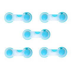 Set 5 protectii pentru sertare, usi, camera copilului, culoare alb si albastru